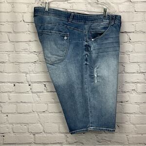 Democracy Ab Solution Shorts Women's Plus Size 22W Blue Jean Distressed Bermuda